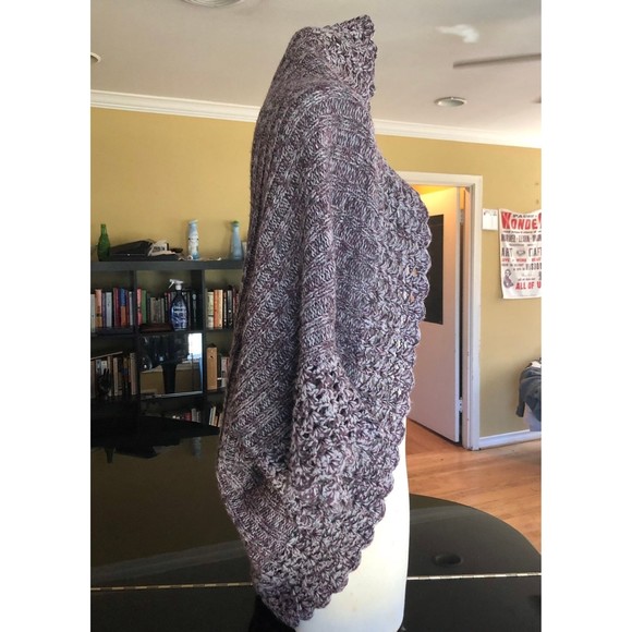Nina Purple Heathered Angel Winged Sleeve Crocheted Circle Shrug Knit Sweater S - Picture 4 of 12